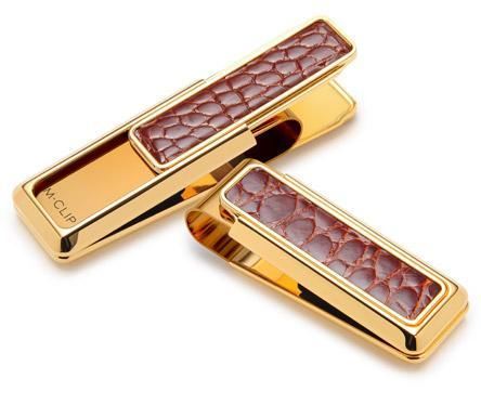 M-Clip New Yorker Cognac Alligator Money Clip | NY-GLD-CGAL | Pen Place