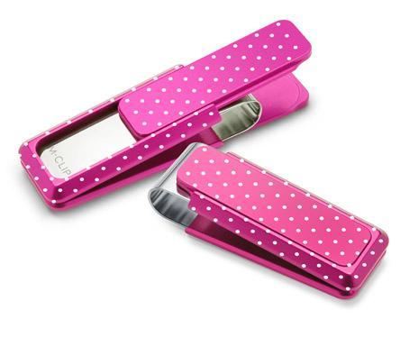 M-Clip Pink Solid Slide w/Etched Polka Dots Money Clip | UV2-PNK-PDEC | Pen Place