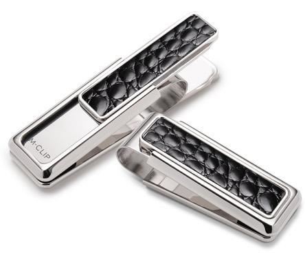 M-Clip Rhodium w/Black Alligator Money Clip | MO-PRP-BKAL | Pen Place