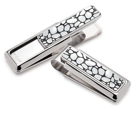 M-Clip Rhodium w/Black Enamel River Rock Money Clip | ES-PRP-BERR | Pen Place