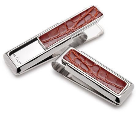 M-Clip Rhodium w/Cognac Alligator Money Clip | MO-PRP-CGAL | Pen Place