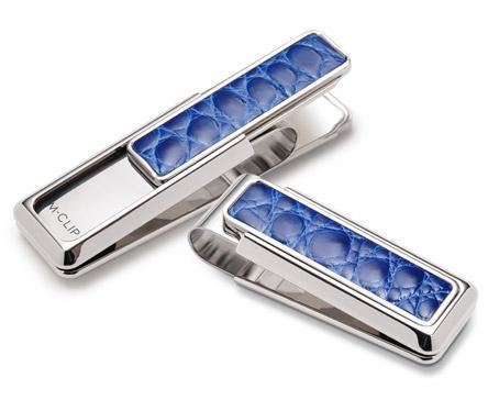 M-Clip Rhodium w/Dark Blue Alligator Money Clip | RO-PRP-DBAL | Pen Place