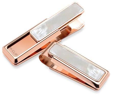 M-Clip Rose Gold White Mother of Pearl Money Clip | NY-ROS-WHMP | Pen Place