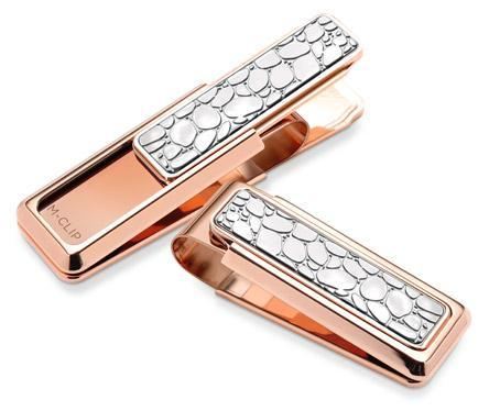 M-Clip Rose Gold w/Polished River Rock Money Clip | ES-ROS-PLRR | Pen Place