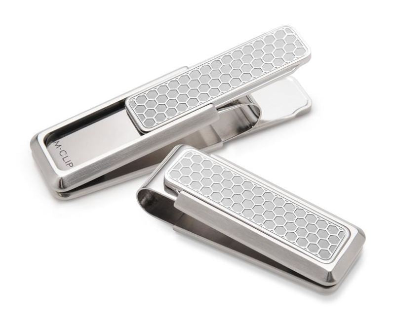 M-Clip Stainless Steel w/Brushed Honeycomb Money Clip | SS-BSS-BRHC | Pen Place