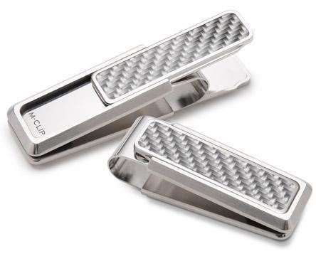 M-Clip Stainless With White Carbon Fiber Money Clip | SS-BSS-WHCF | Pen Place