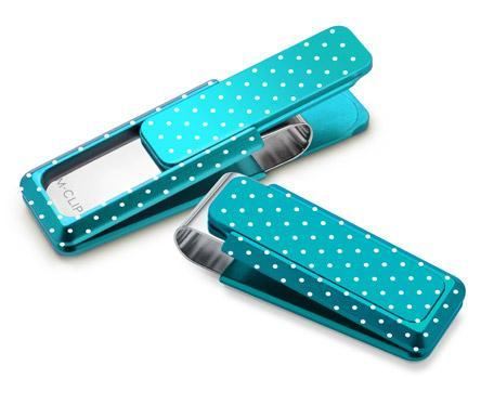 M-Clip Teal Solid Slide w/Etched Polka Dots Money Clip | UV2-TEL-PDEC | Pen Place