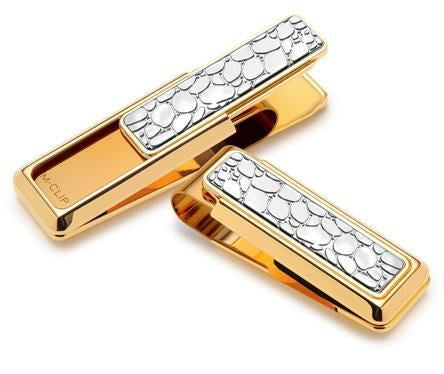 M-Clip Yellow Gold with Polished River Rock Money Clip | ES-GLD-PLRR | Pen Place