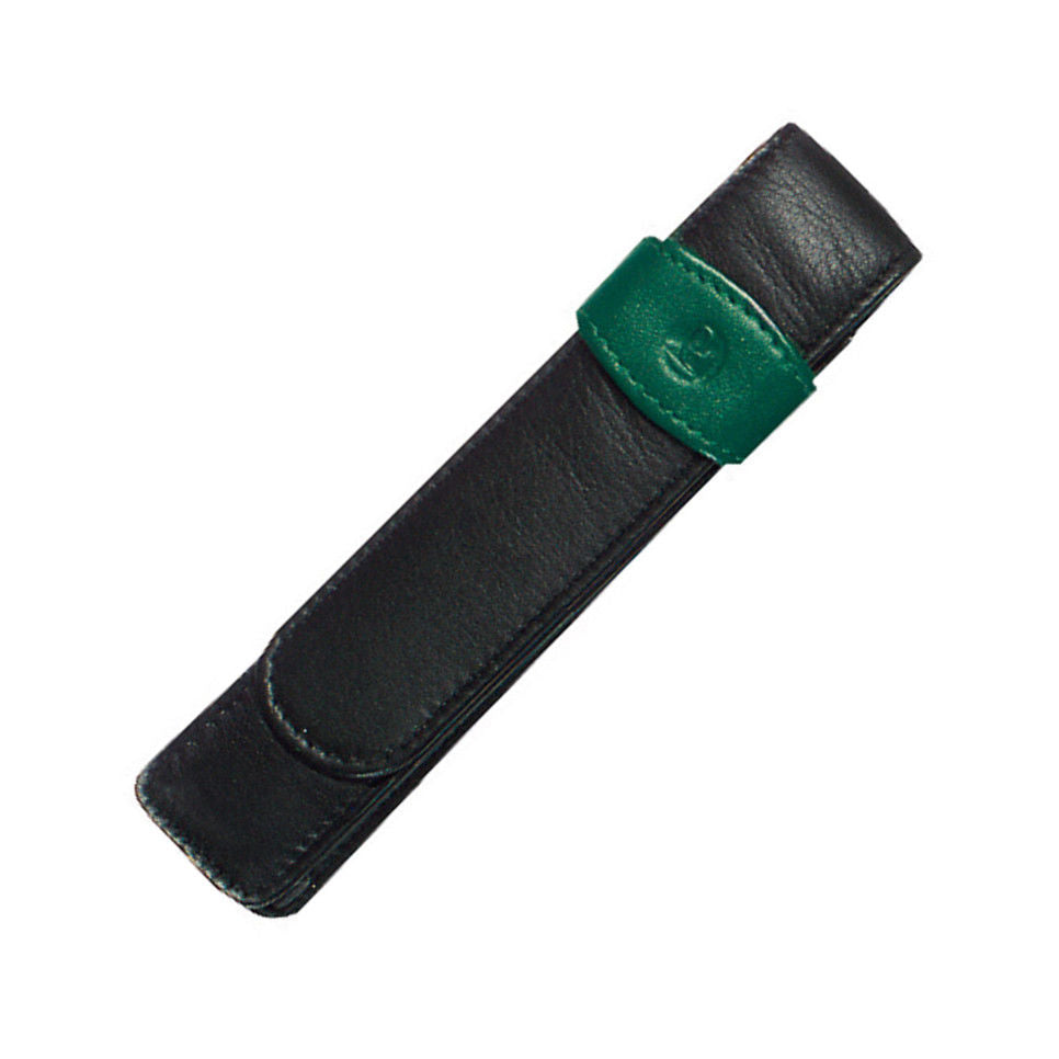 Pelikan Pen Case - Black & Green Leather for 1 Pen | 923524 | Pen Place