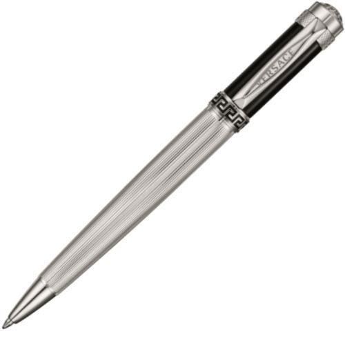 Versace Astrea Black/Steel Guilloche Ballpoint Pen | VR7050014 | Pen Place