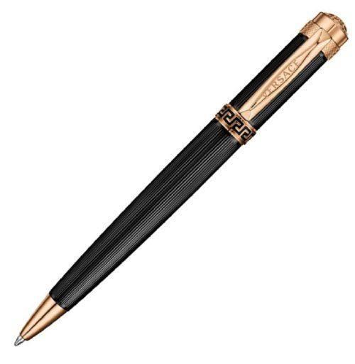 Versace Astrea Gold/Black Guilloche Ballpoint Pen | VR7040014 | Pen Place