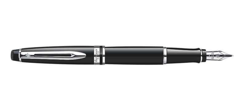 Waterman Expert Black Lacquer & Chrome Fountain Pen | S0951760 | Pen Place