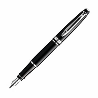 Waterman Expert Black Lacquer & Chrome Fountain Pen