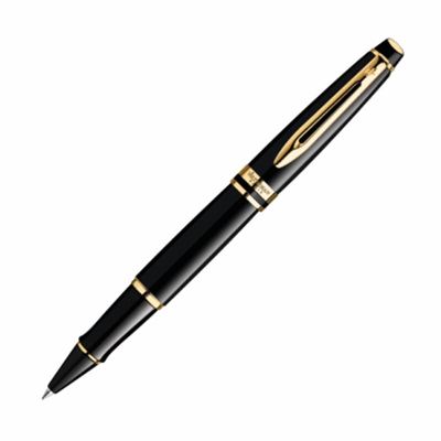 Waterman Expert Black Lacquer & Gold Rollerball Pen | S0951680 | Pen Place